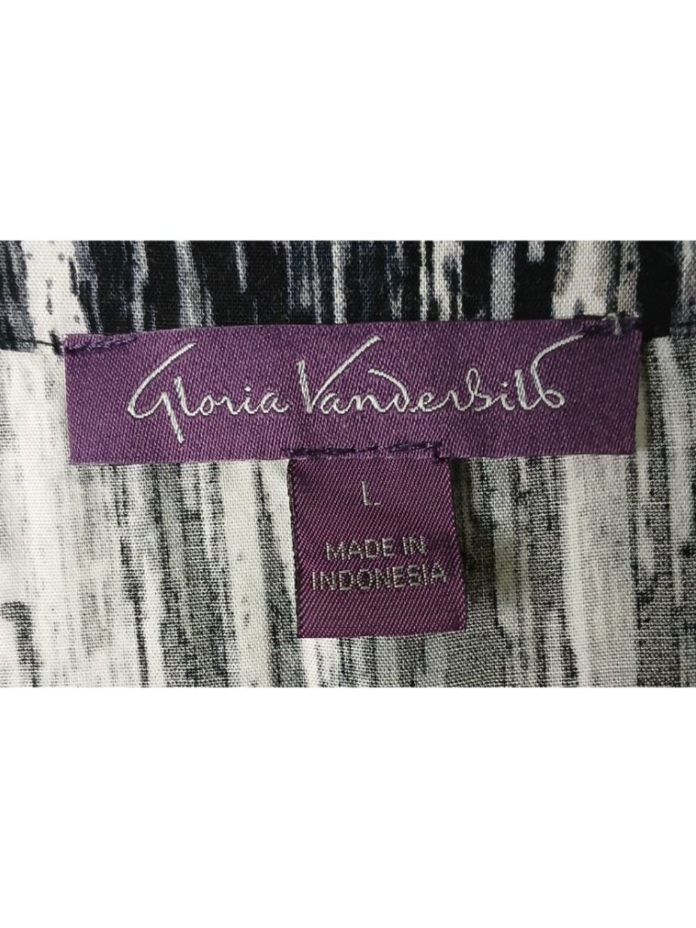 Gloria Vanderbilt Women's Large Nova Flutter Sleeve Blouse Black White #D-37 - Picture 3 of 7
